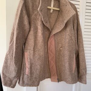 Babaton Teddy Jacket in Tan and Cream